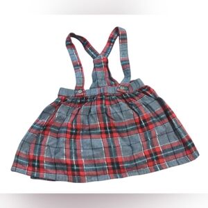Carter's Red And Gray Plaid Suspender Skirt Size 2T.